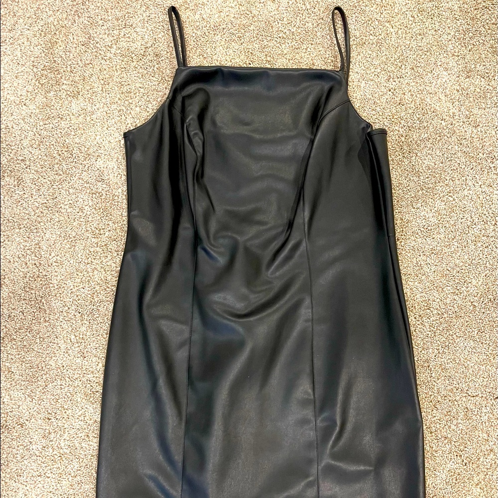 Black Faux Leather Dress